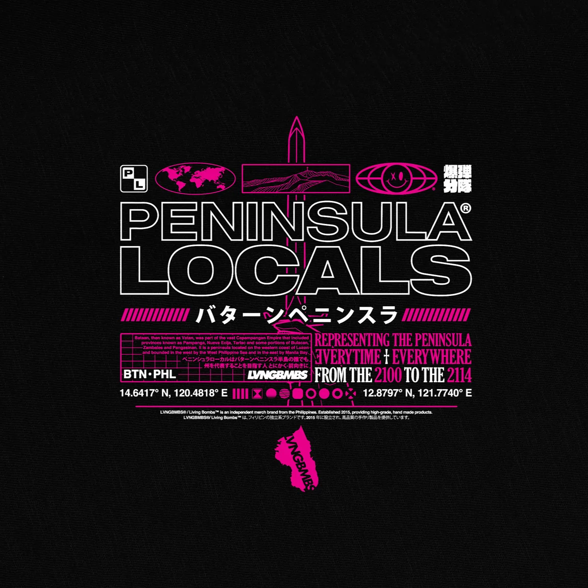 Peninsula Locals identity artwork with bilingual typography