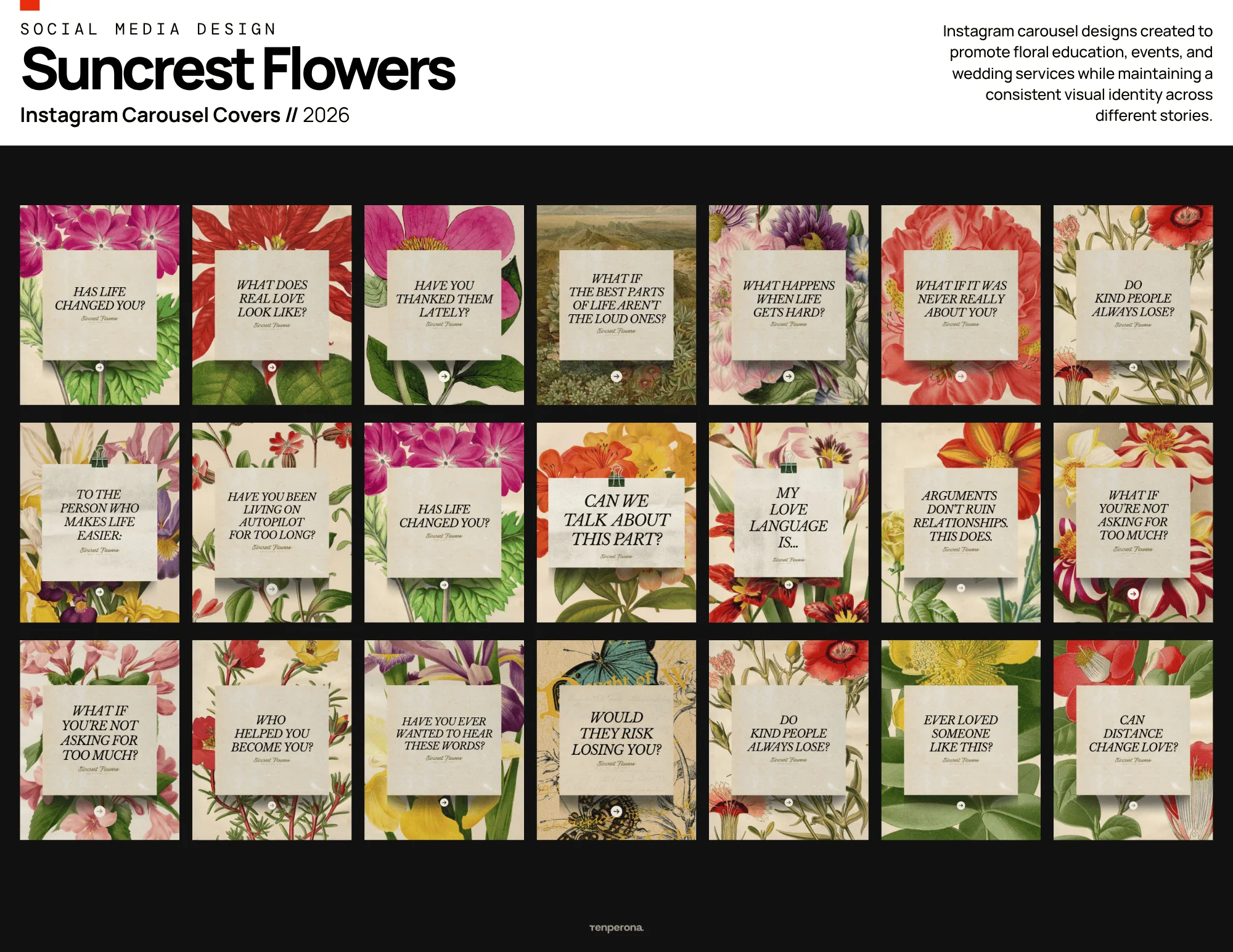Suncrest Flowers, Instagram Carousel Covers