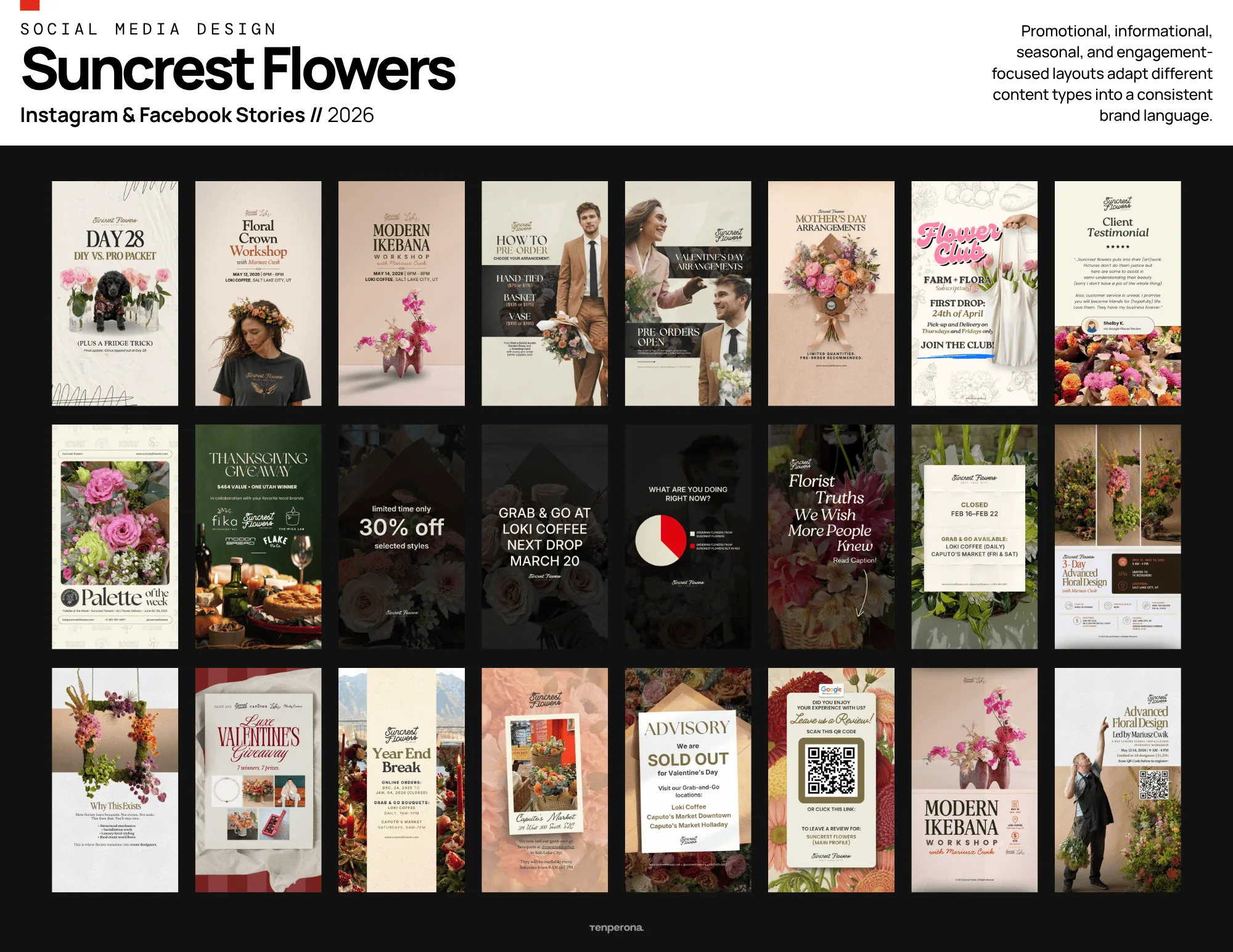 Suncrest Flowers, Instagram and Facebook Stories