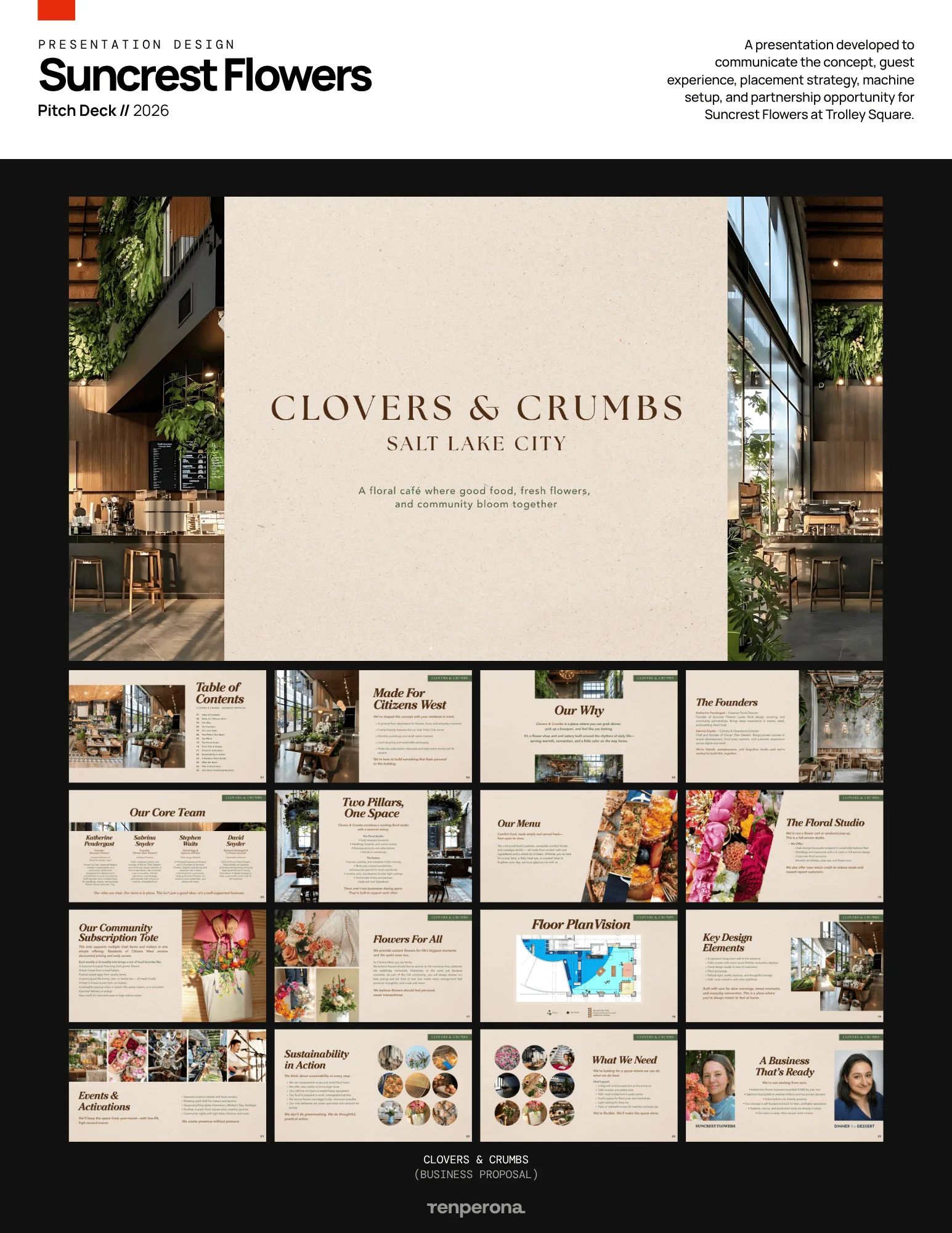 Suncrest Flowers, Pitch Deck (Clovers and Crumbs)